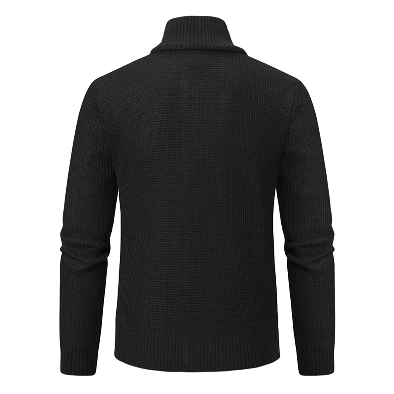 Veste tricotée chaude à col montant en patchwork pour hommes