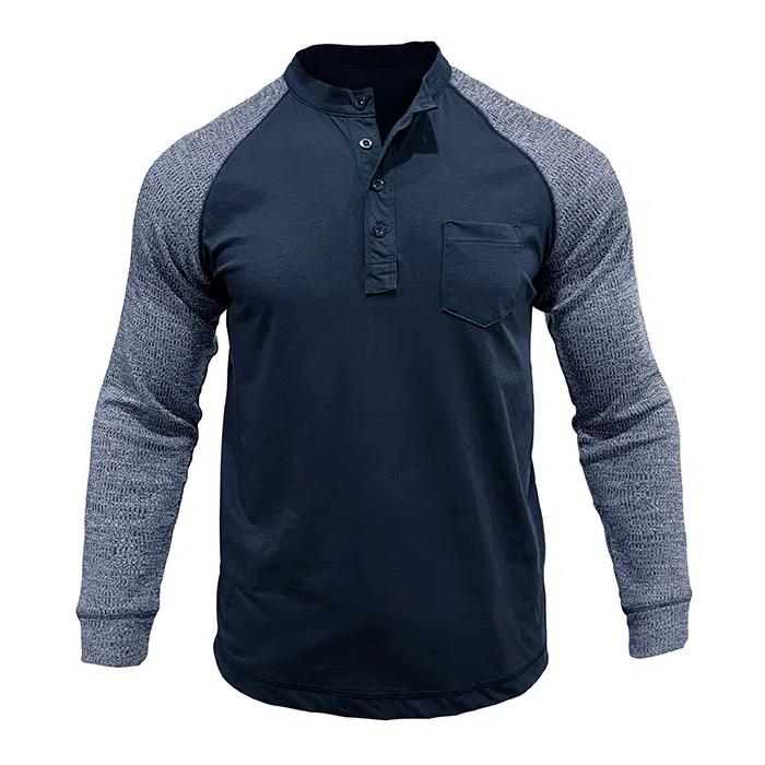 Lässiges Langarm-T-Shirt mit Patchwork-Muster für Herren