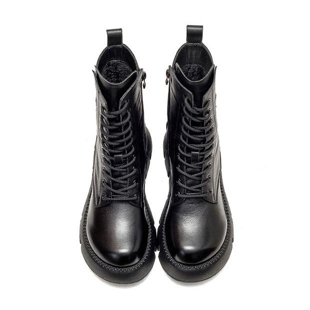 Metallwolke Vintage-Martin-Stiefel aus Leder mit hohem Schaft für Damen