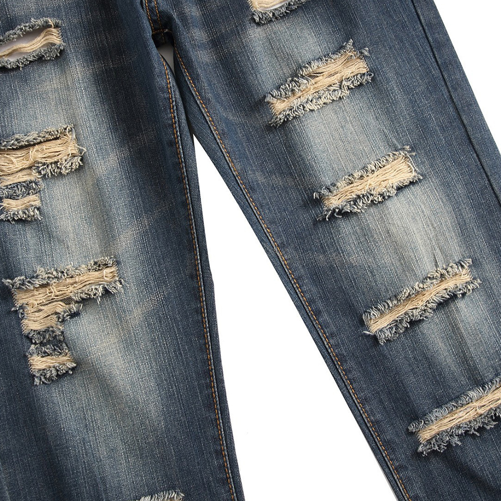 Stylische zerrissene Straight Slim Jeans für Herren
