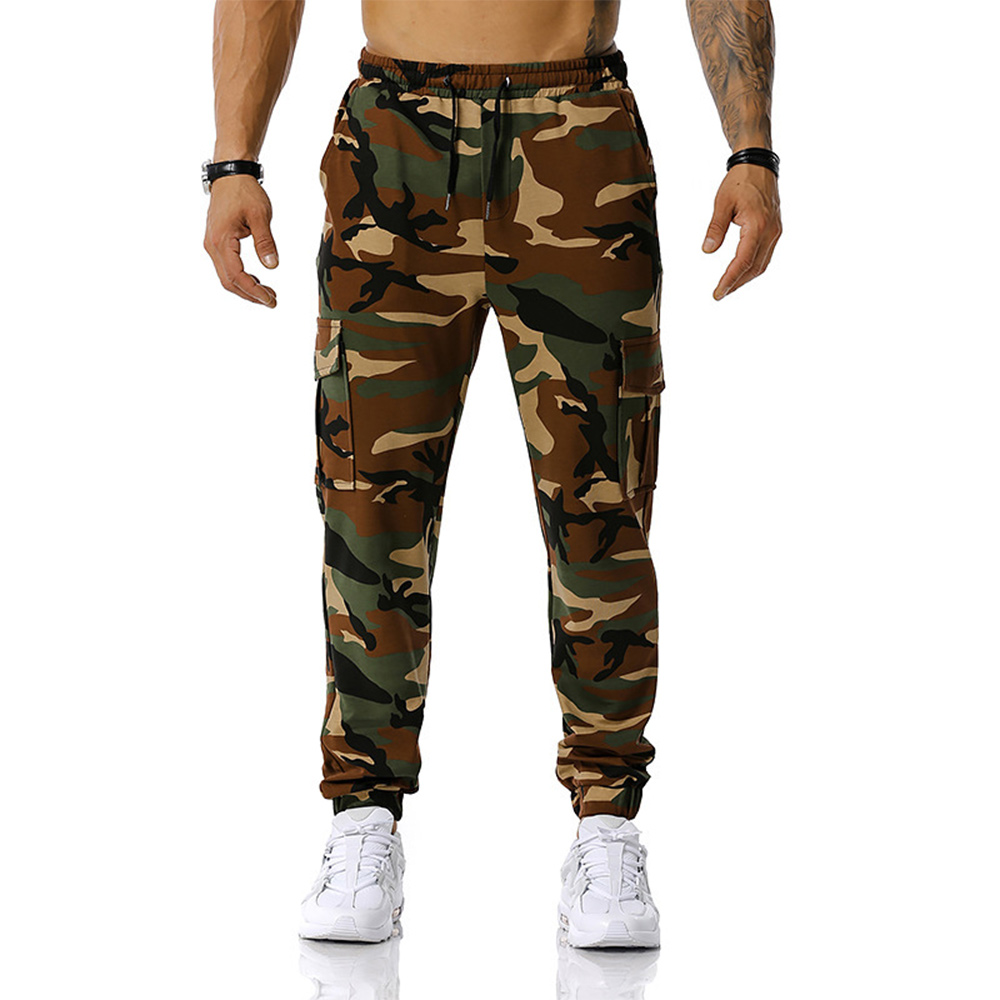 Pantalon décontracté multi-poches camouflage pour homme