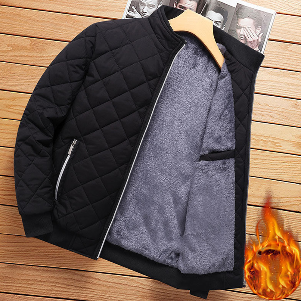 Warme Winterjacke aus verdicktem Samt für Herren mit Stehkragen