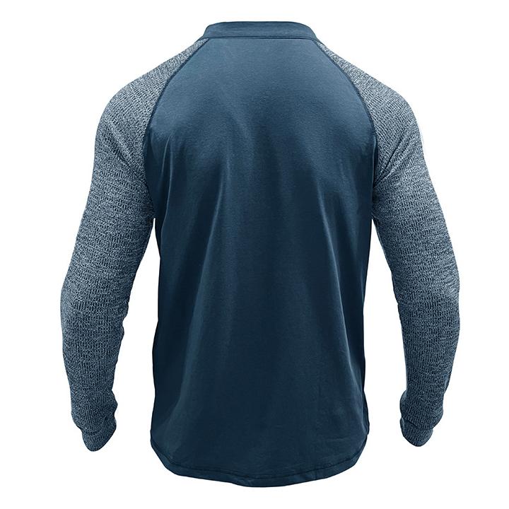 Lässiges Langarm-T-Shirt mit Patchwork-Muster für Herren