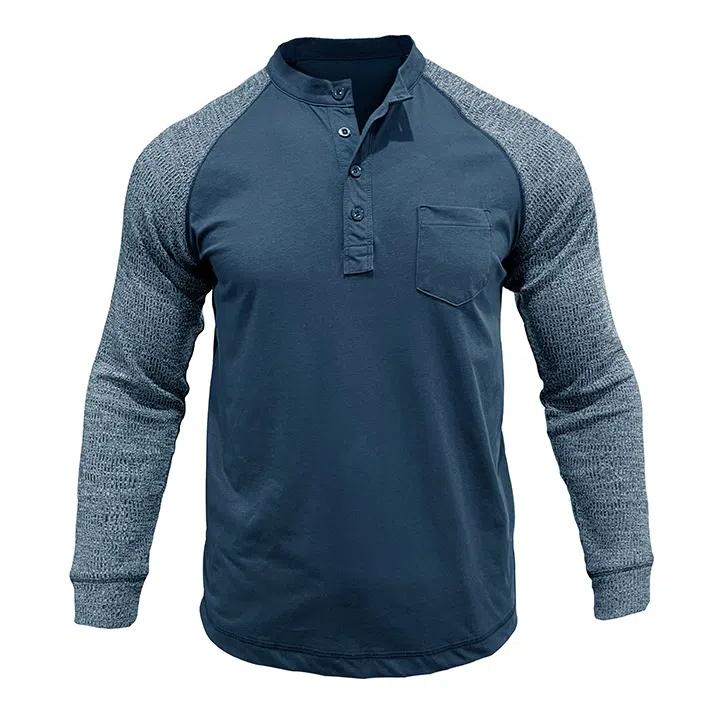 Lässiges Langarm-T-Shirt mit Patchwork-Muster für Herren