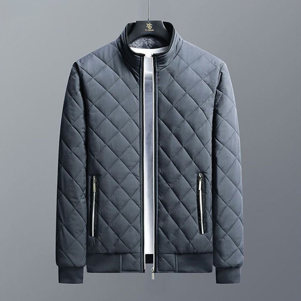 Warme Winterjacke aus verdicktem Samt für Herren mit Stehkragen