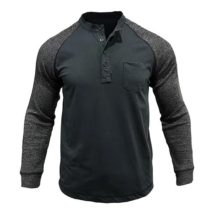 Lässiges Langarm-T-Shirt mit Patchwork-Muster für Herren