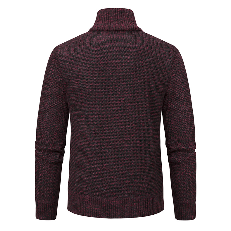 Veste tricotée chaude à col montant en patchwork pour hommes