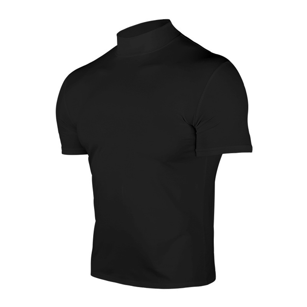 Lässiges kurzärmliges Slim-Fit-T-Shirt mit Stehkragen für Herren