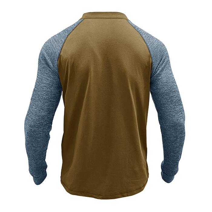 Lässiges Langarm-T-Shirt mit Patchwork-Muster für Herren