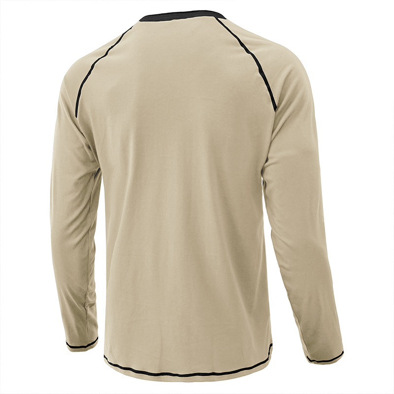 Einfaches lässiges Henley-Hals-Langarm-T-Shirt für Herren