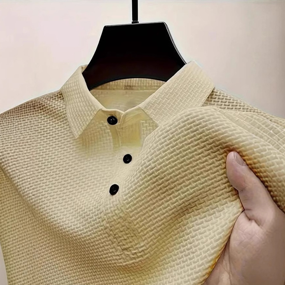 Kurzärmliges Poloshirt aus gestricktem Mesh für Herren