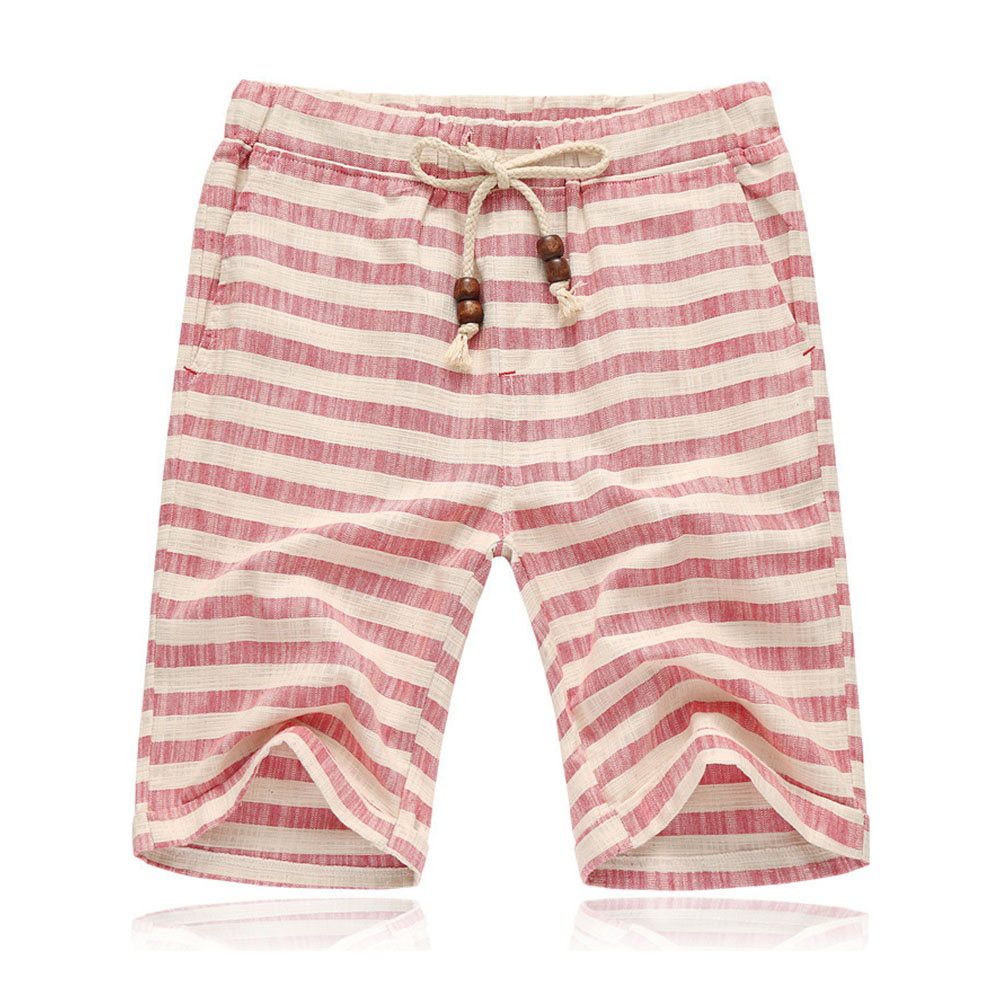 Gestreifte Strandhose aus Baumwolle und Leinen für Herren mit Kordelzug