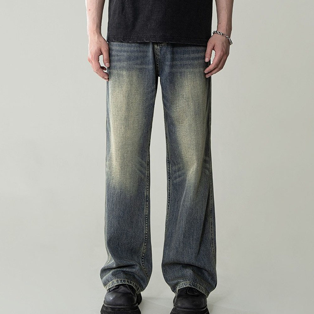 Distressed-Waschung High-Rise-Jeans mit weitem Bein