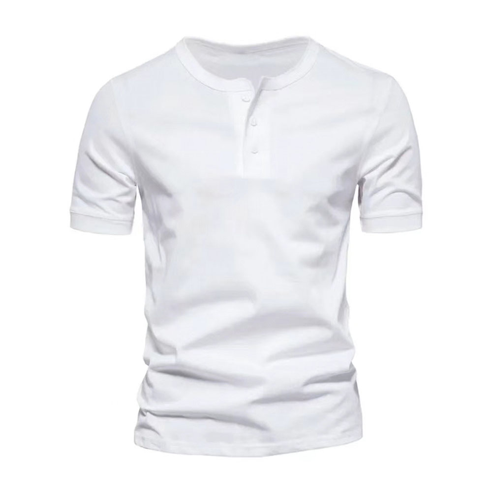 T-shirt décontracté à manches courtes et col boutonné pour hommes