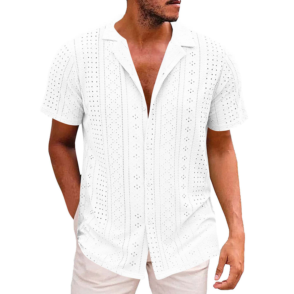 Chemise à manches courtes respirante et creuse pour homme