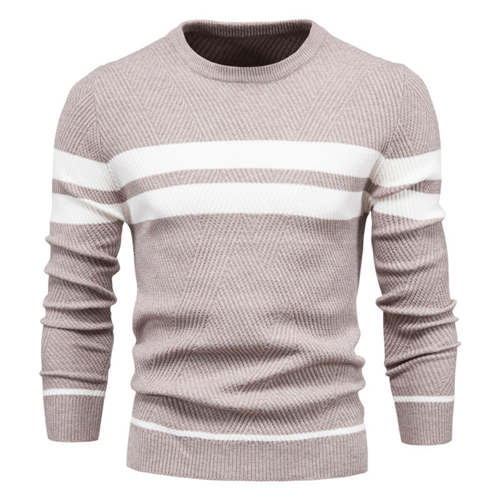 Nouveau pull tricoté rayé à col rond pour hommes