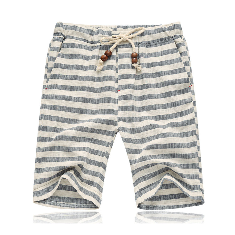 Gestreifte Strandhose aus Baumwolle und Leinen für Herren mit Kordelzug