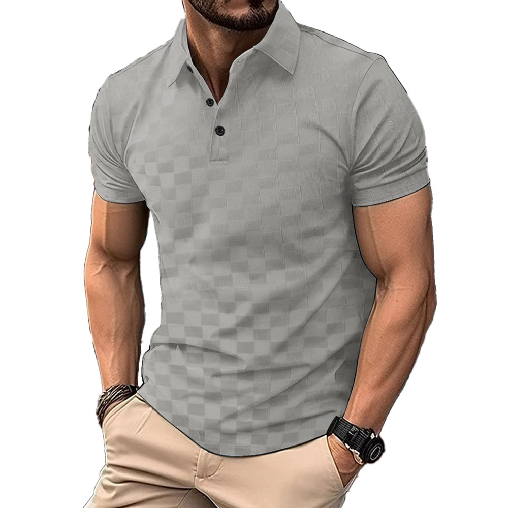 Polo à manches courtes en jacquard de soie glacée pour homme