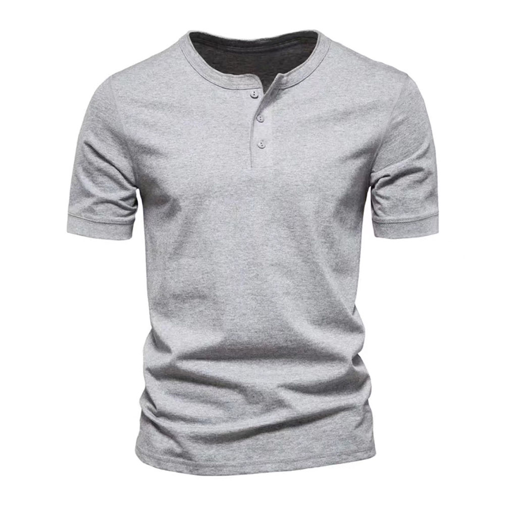 T-shirt décontracté à manches courtes et col boutonné pour hommes