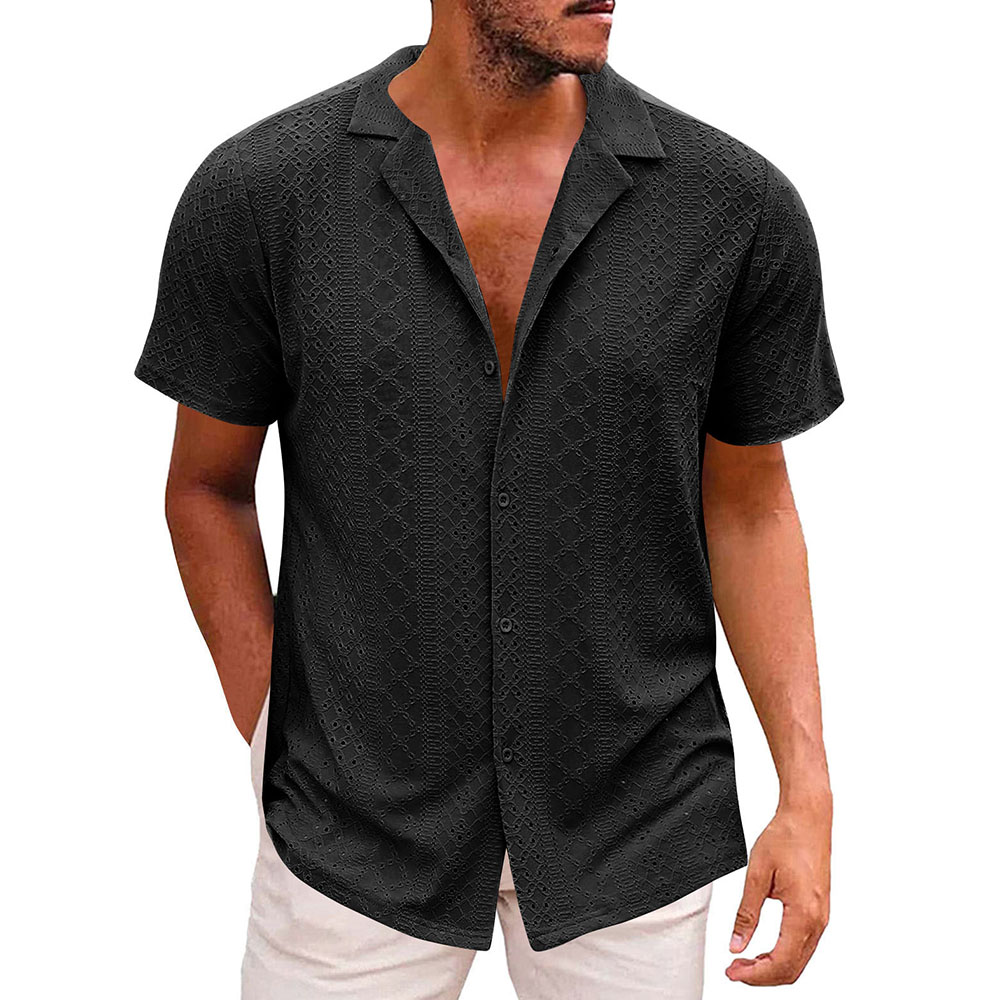 Chemise à manches courtes respirante et creuse pour homme