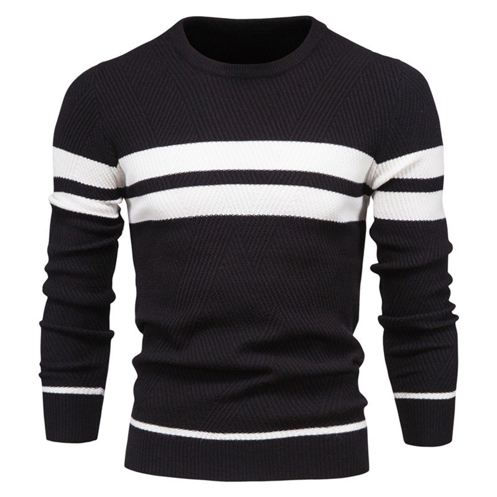 Nouveau pull tricoté rayé à col rond pour hommes