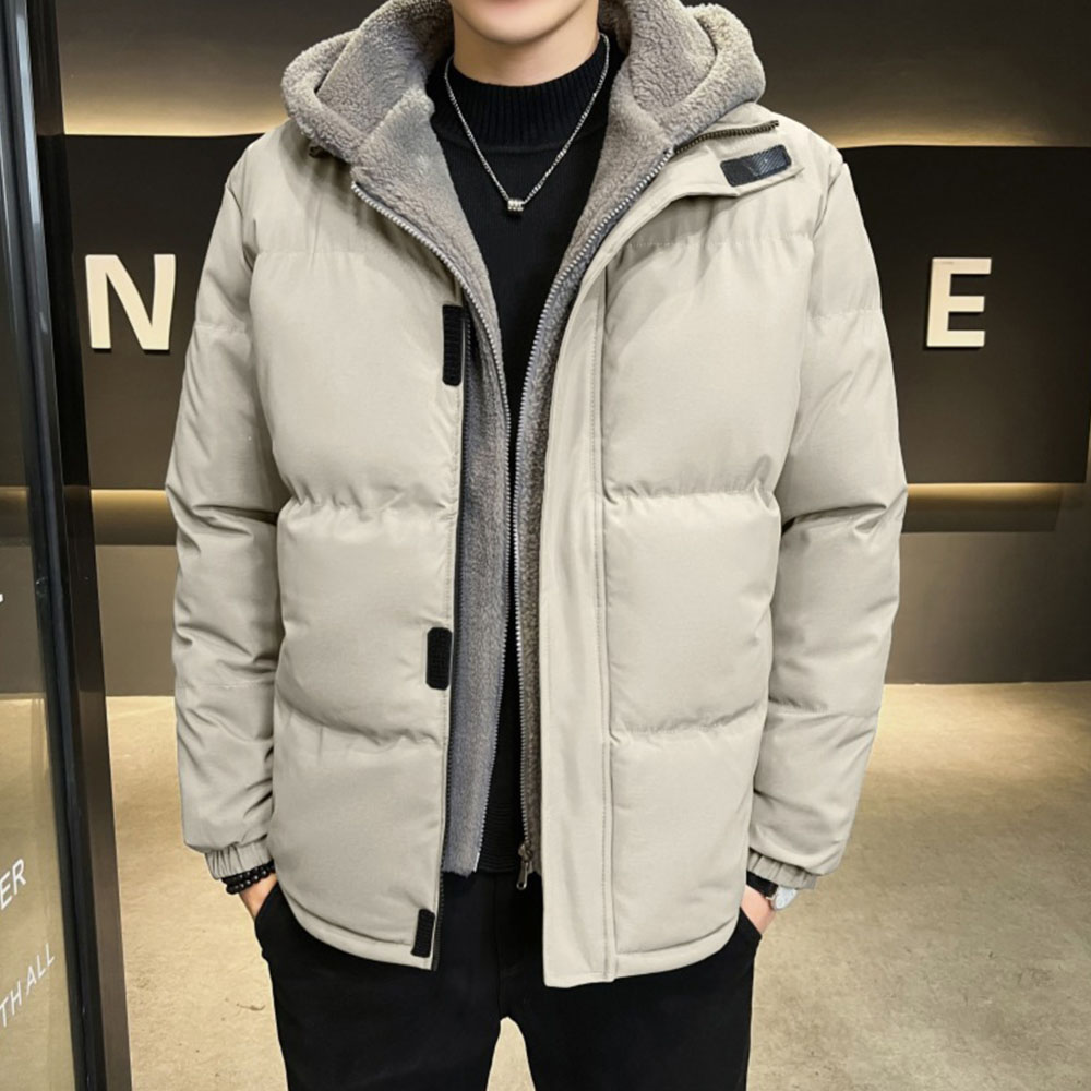 Winterlicher, samtverdickter, gefälschter, zweiteiliger, warmer Baumwollmantel mit Kapuze für Herren