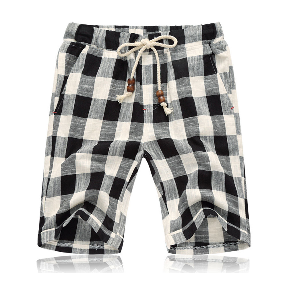 Gestreifte Strandhose aus Baumwolle und Leinen für Herren mit Kordelzug