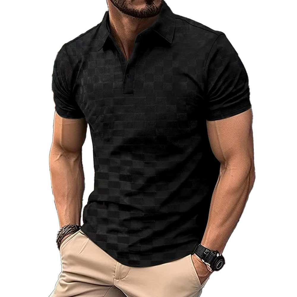 Polo à manches courtes en jacquard de soie glacée pour homme