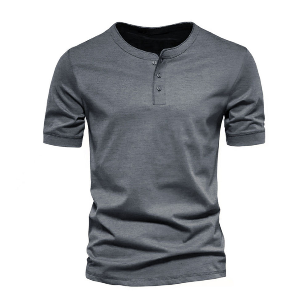 T-shirt décontracté à manches courtes et col boutonné pour hommes