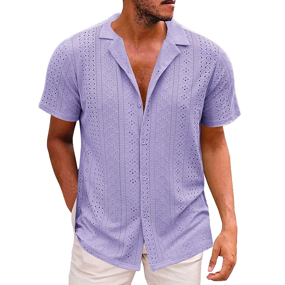 Chemise à manches courtes respirante et creuse pour homme