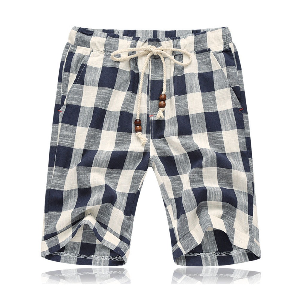 Gestreifte Strandhose aus Baumwolle und Leinen für Herren mit Kordelzug