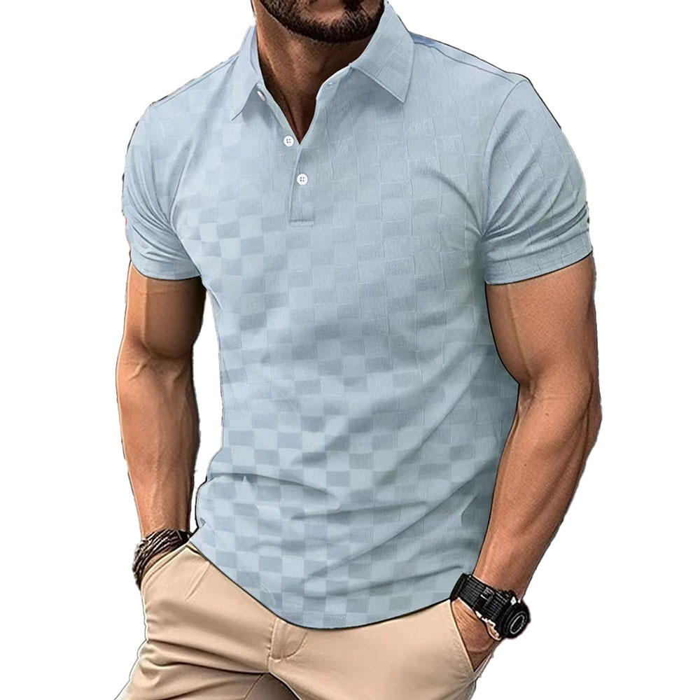 Polo à manches courtes en jacquard de soie glacée pour homme