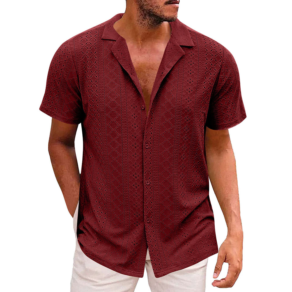 Chemise à manches courtes respirante et creuse pour homme