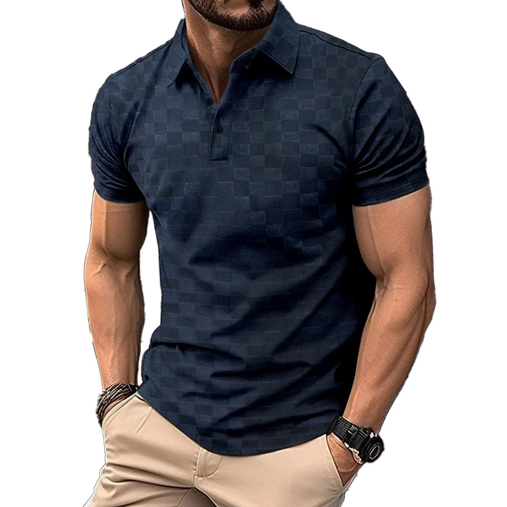 Polo à manches courtes en jacquard de soie glacée pour homme