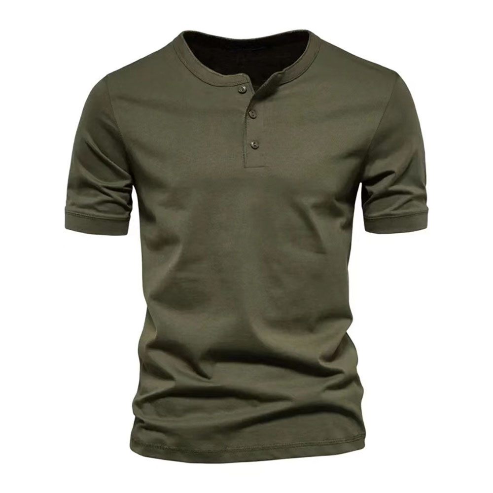 T-shirt décontracté à manches courtes et col boutonné pour hommes