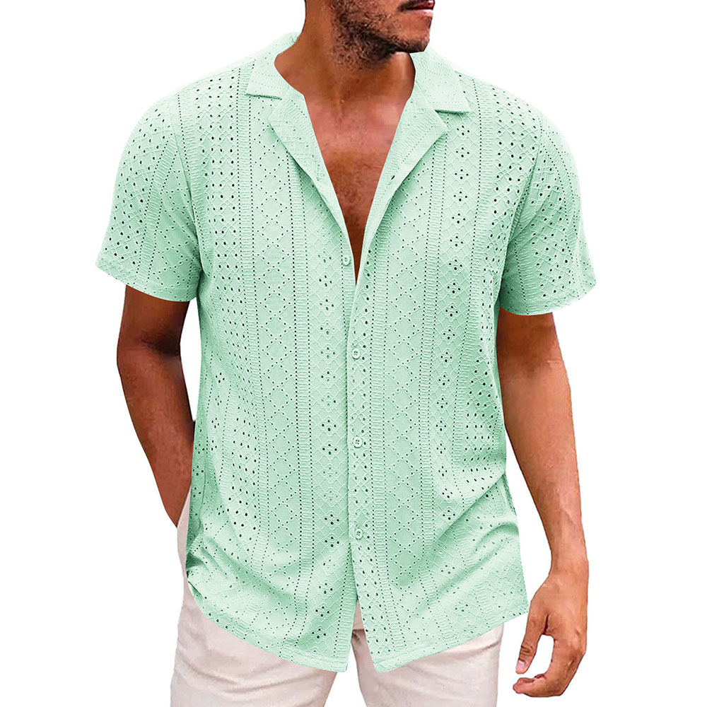 Chemise à manches courtes respirante et creuse pour homme