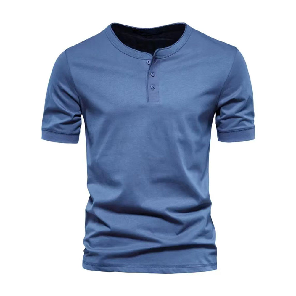 T-shirt décontracté à manches courtes et col boutonné pour hommes