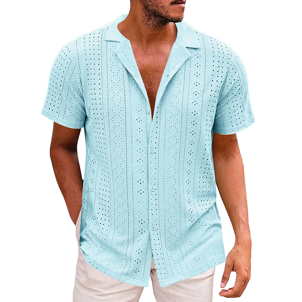 Chemise à manches courtes respirante et creuse pour homme