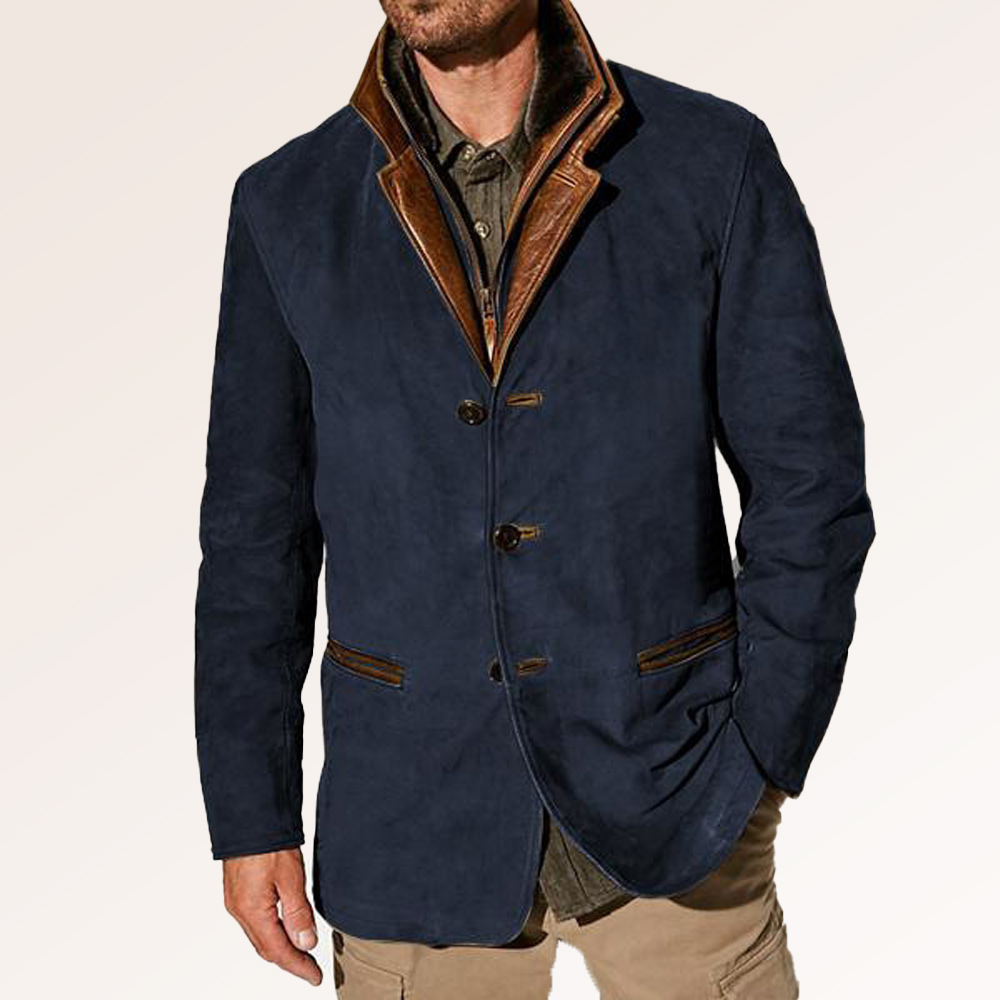 Modische Retro-Freizeitjacke mit Revers für Herren im Colorblock-Stil