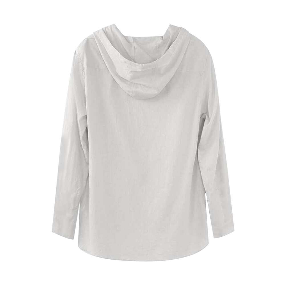 Herren-Langarmshirt aus Baumwollleinen mit Kapuze