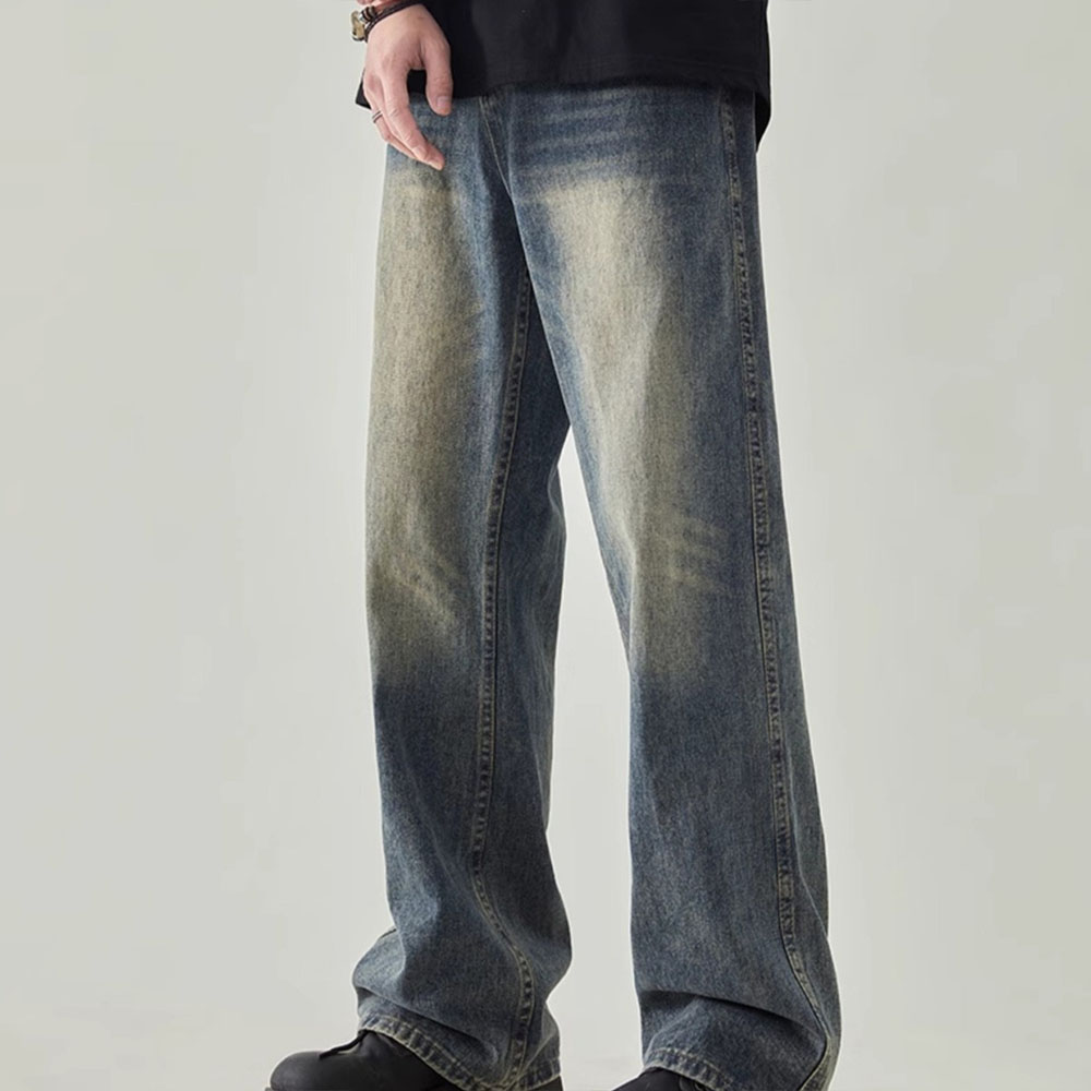 Distressed-Waschung High-Rise-Jeans mit weitem Bein