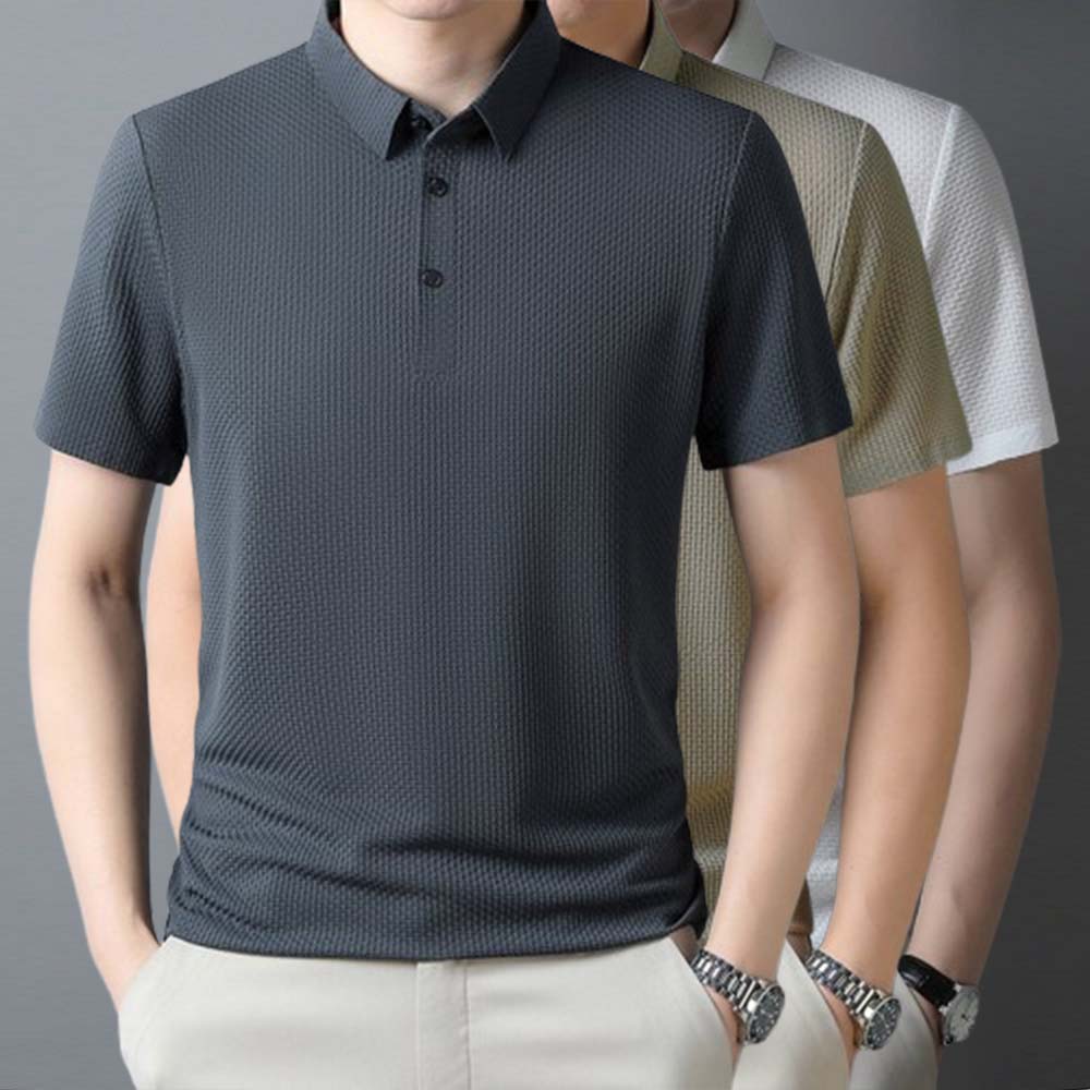 Metallwolke Atmungsaktives Herren-Poloshirt aus Eisseide mit kurzen Ärmeln