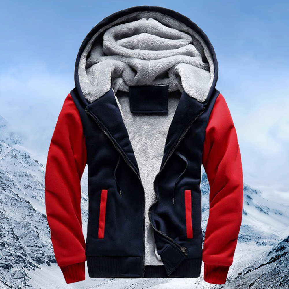 Alberchris™ New style velvet and thickened hooded color-blocked men's jacket for winter