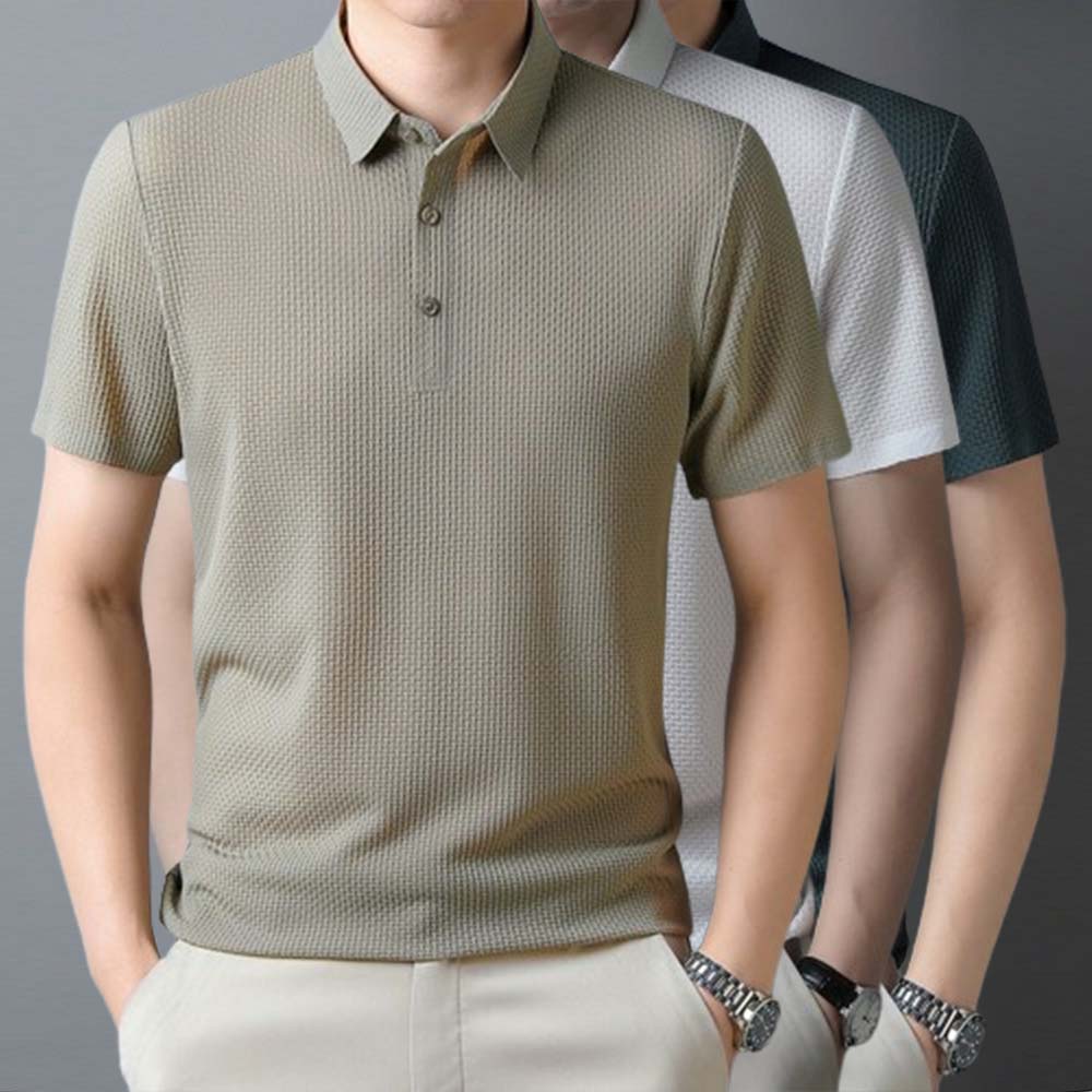 Metallwolke Atmungsaktives Herren-Poloshirt aus Eisseide mit kurzen Ärmeln