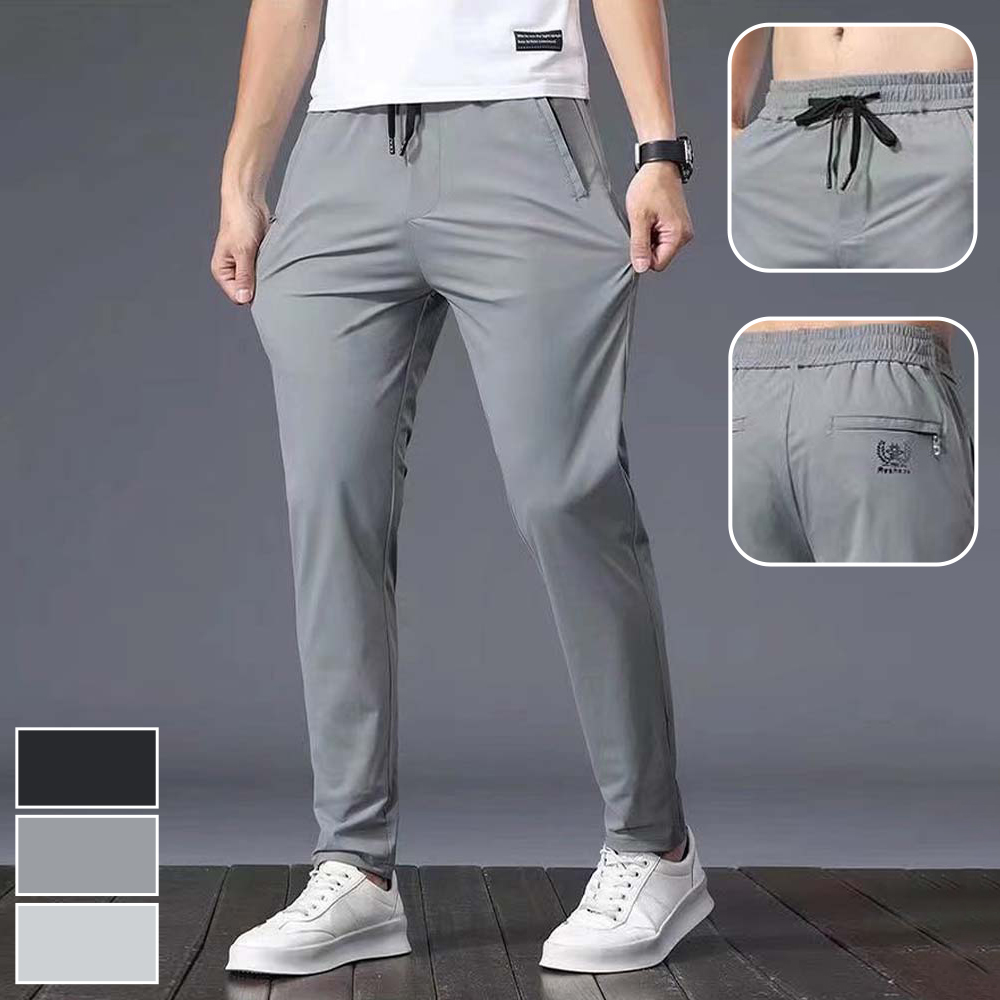 Metallwolke Pantaloni casual dritti da uomo in seta di ghiaccio traspirante