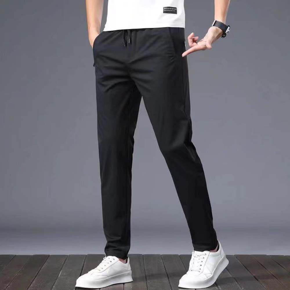 Metallwolke Pantaloni casual dritti da uomo in seta di ghiaccio traspirante