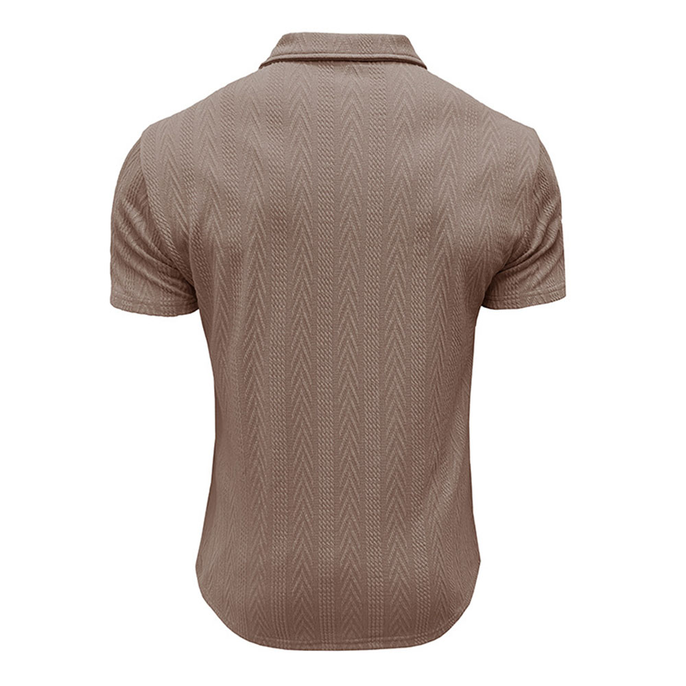 Polo d'été décontracté à manches courtes en jacquard respirant pour hommes