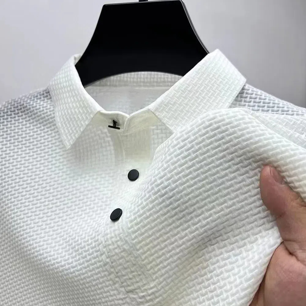 Atmungsaktives Kurzarm-Poloshirt aus Eisseide für Herren