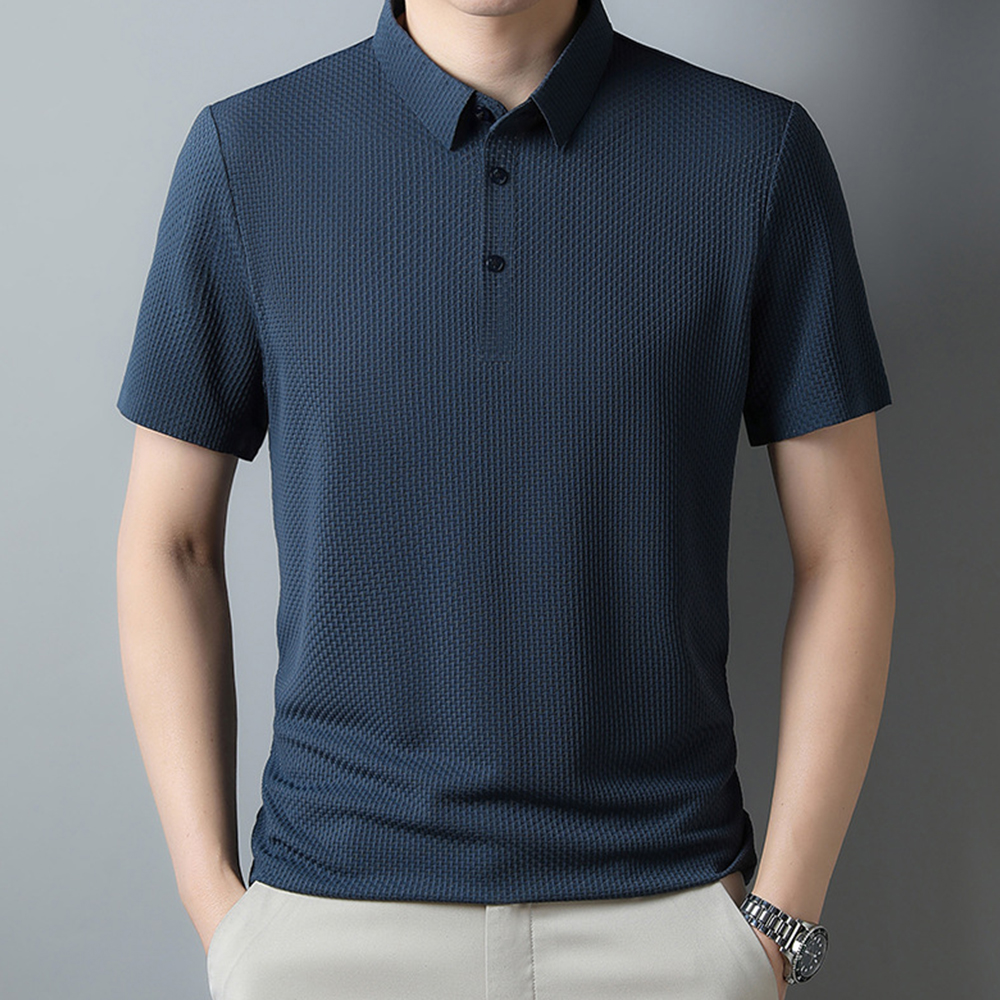 Metallwolke Atmungsaktives Herren-Poloshirt aus Eisseide mit kurzen Ärmeln