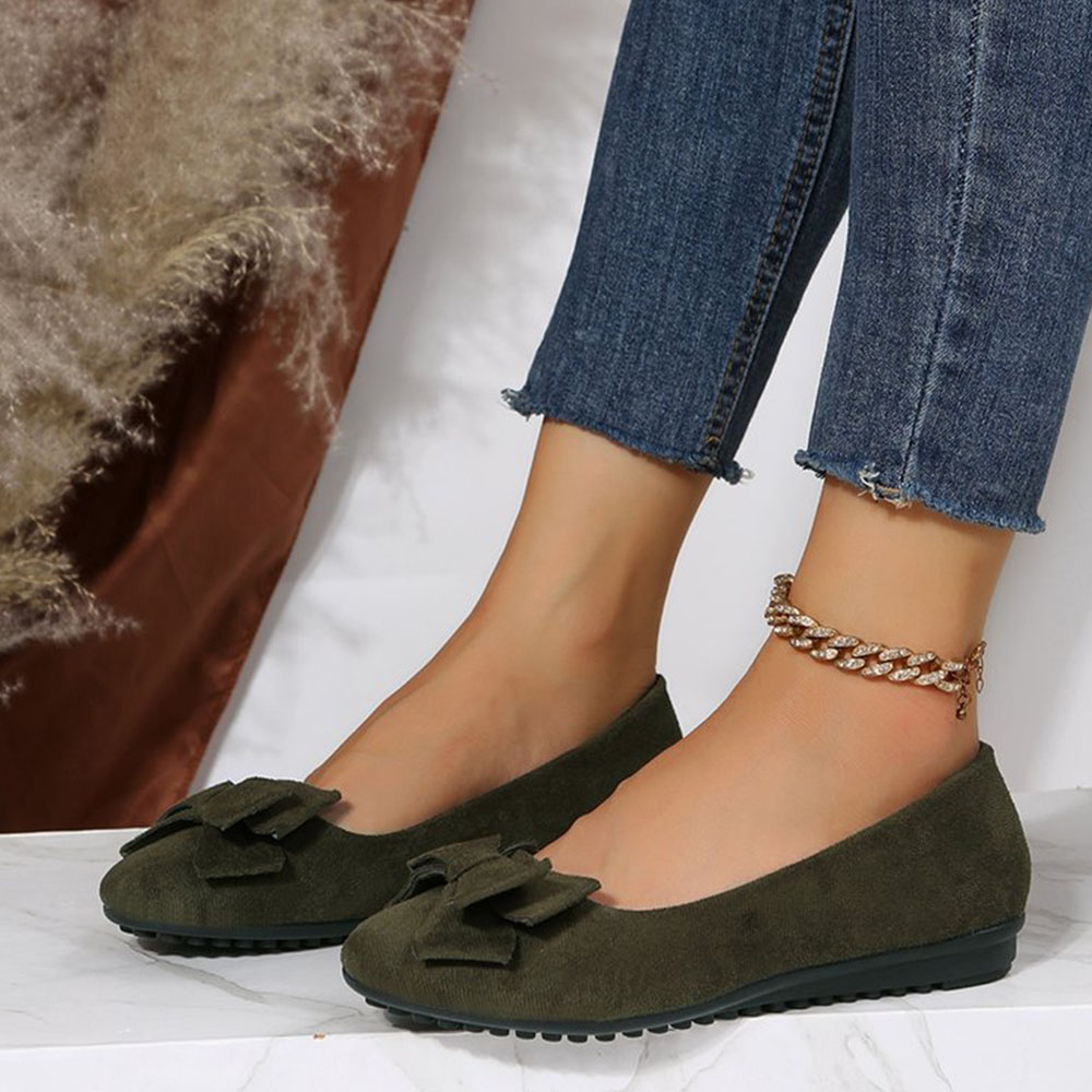 Metallwolke Flache Freizeitschuhe für Damen aus Wildleder mit Schleife